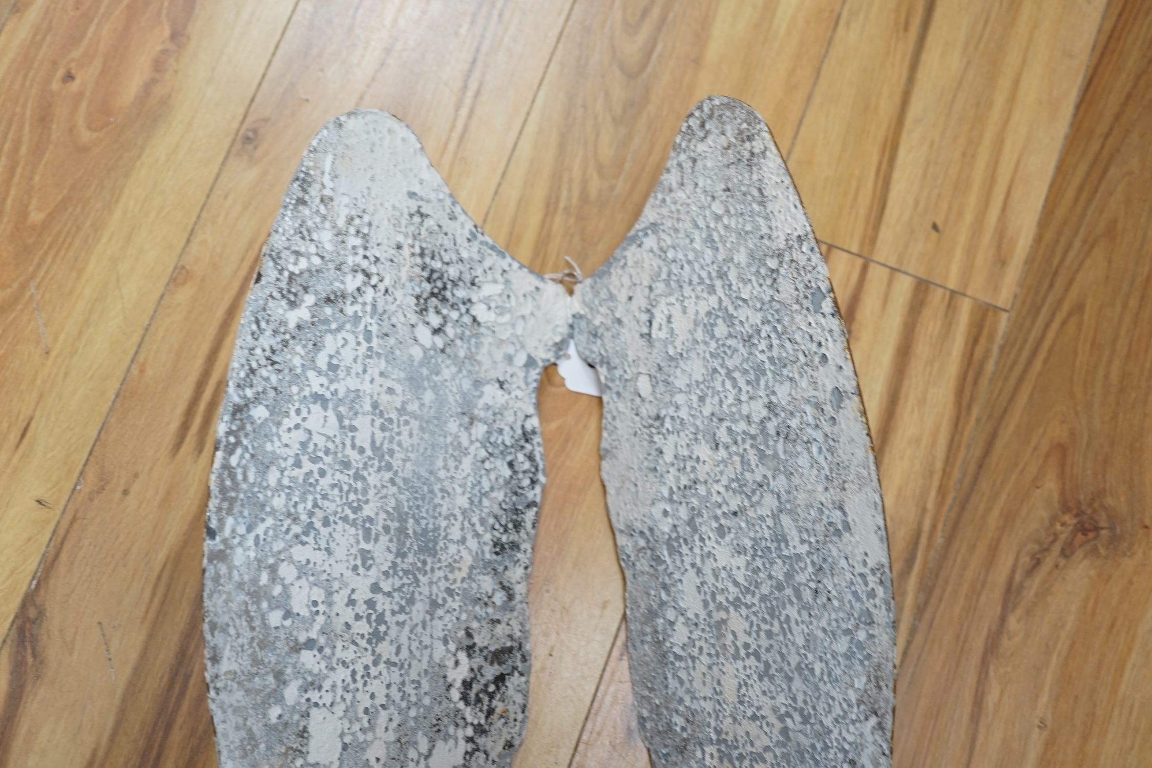 A pair of painted metal 'Angel' wings, 65cm high. Condition - fair, distressed, slight rust in places